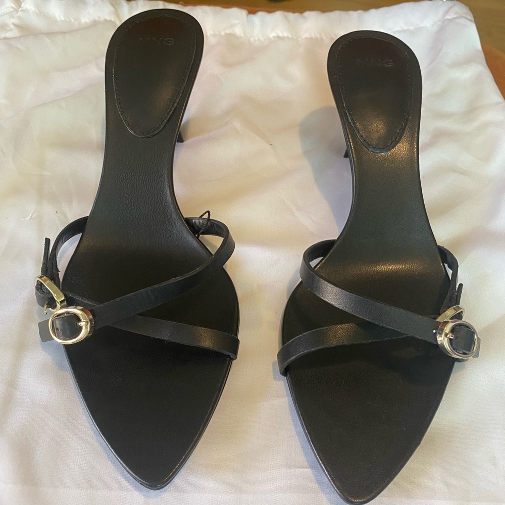 MANGO Black Strappy Heels